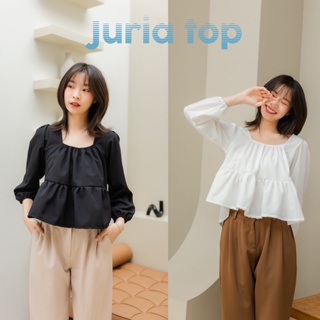 🔥พร้อมส่ง1-2วันถึง🔥 Juria top เสื้อครอป มินิมอล