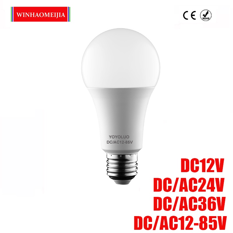 หลอดไฟ LED DC/AC 12V 24V 36V 48V E27 6W 9W 12W 15W หลอดไฟ LED 6500K SMD
