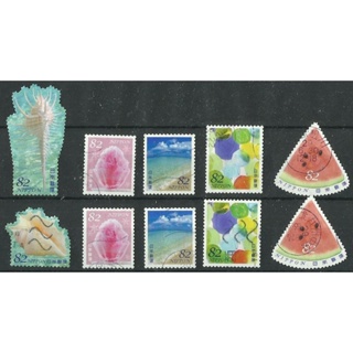 J298-2 แสตมป์ญี่ปุ่นใช้แล้ว ชุด Greetings Stamps Summer 82 Yen ปี 2017 ใช้แล้ว สภาพดี ครบชุด 10 ดวง