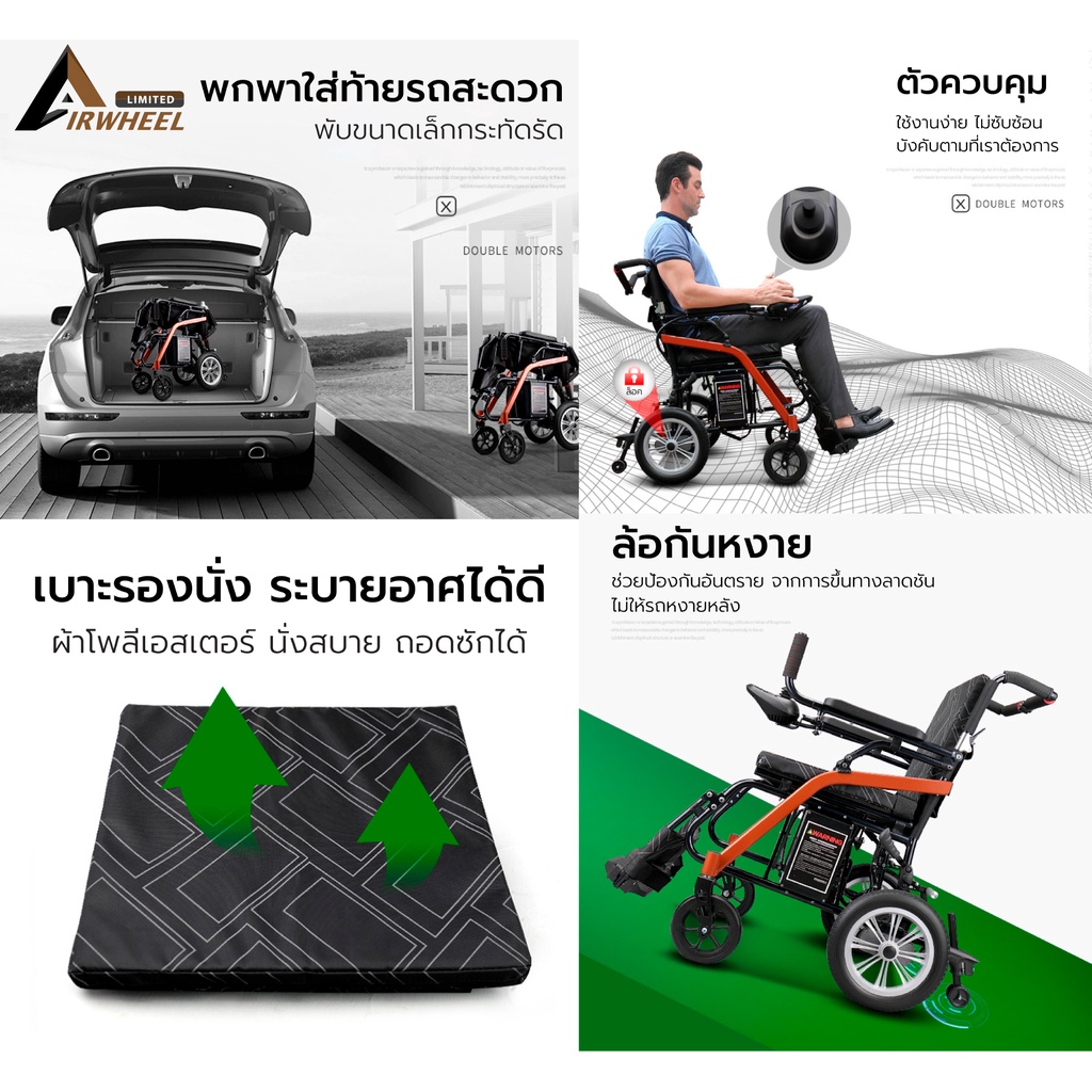 Synergy รุ่น แอร์วีล ลิมิเต็ด วีลแชร์ไฟฟ้า พับได้ น้ำหนักเบา 14 กก พกพาขึ้นเครื่องบิน