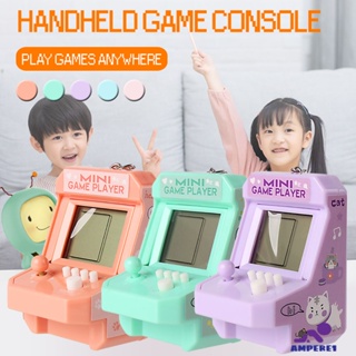 ใหม่ Retro Mini เครื่องเล่นเกมแบบพกพาคอนโซลเกมมือถือคลาสสิก Tetris เกมเครื่องพร้อมพวงกุญแจคอนโซลของเล่น-AME1