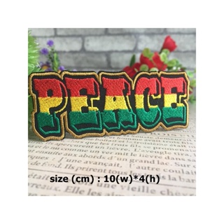 เครื่องหมาย peace ตัวรีดติดเสื้อ อาร์มรีด อาร์มปัก ตกแต่งเสื้อผ้า หมวก กระเป๋า แจ๊คเก็ตยีนส์ Hippie Embroidered Iron ...