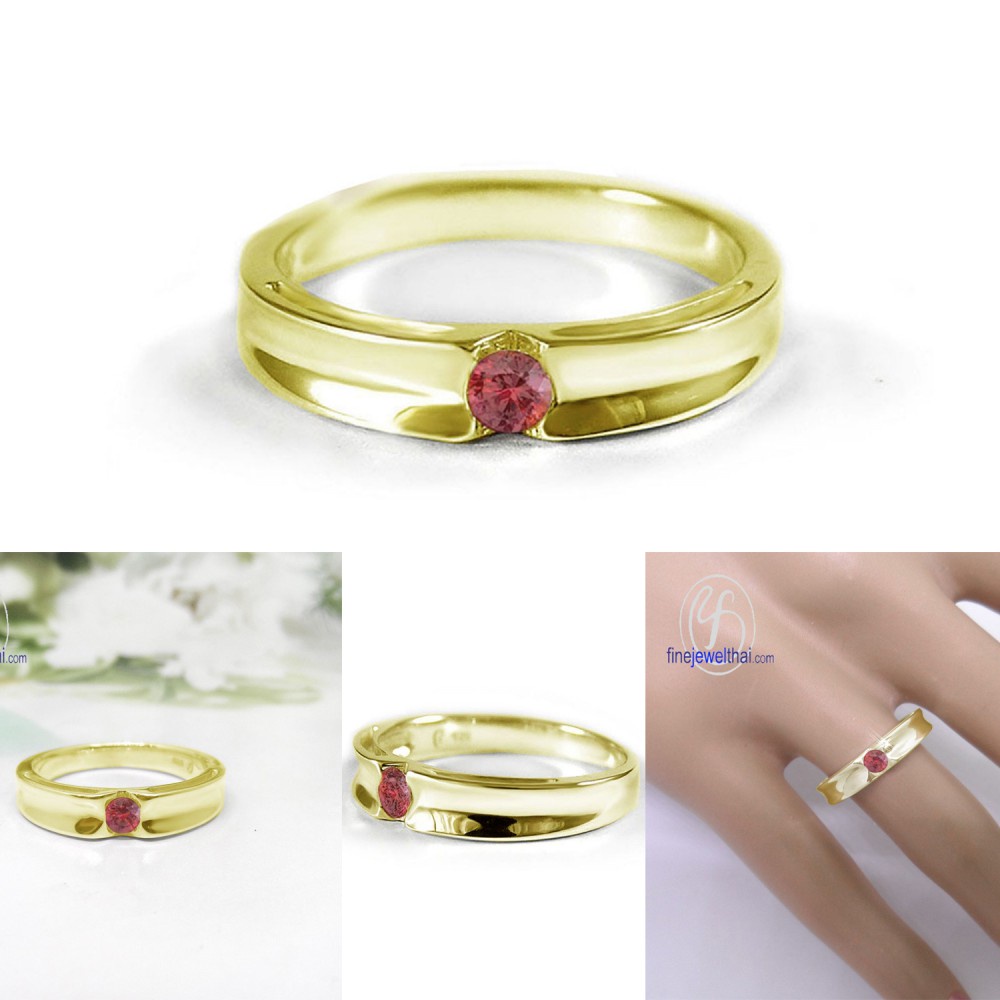 finejewelthai-แหวนทับทิม-แหวนเงินแท้-แหวนพลอย-พลอยประจำเดือนเกิด-ruby-silver-ring-r1240rb-เลือกสีตัวเรือนได้