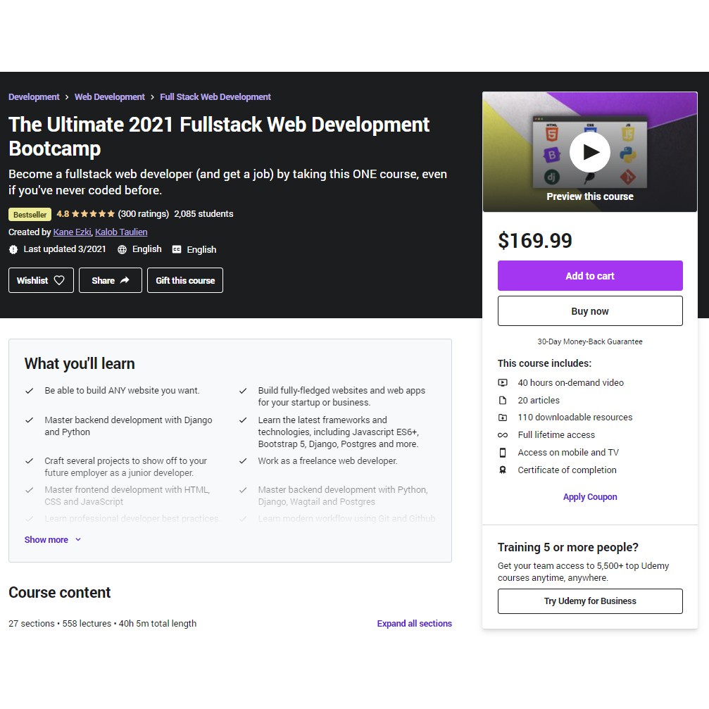 [COURSE] - The Ultimate 2021 Fullstack Web Development Bootcamp ...