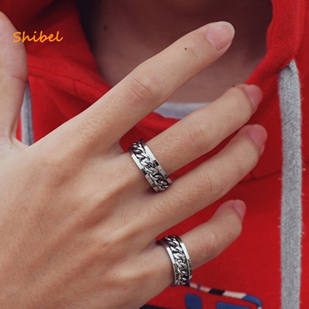hot-แหวนวงแหวนแต่งงานสแตนเลสสไตล์พังค์โซ่สีสันสดใส