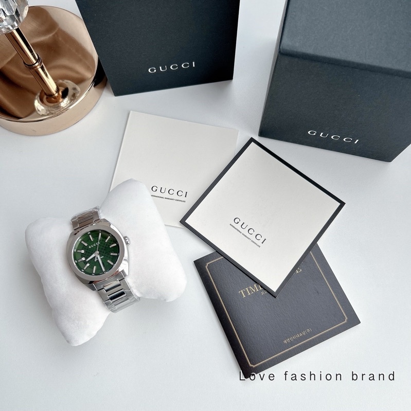 0 100 Gucci YA142313 Green Dial Stainless Steel Watch. Shopee Thailand