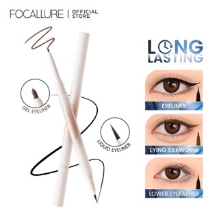 Focallure อายไลเนอร์แบบน้ํา สองหัว ติดทนนาน &amp; เจลอายไลเนอร์ 2-In-1 กันน้ํา ติดทนนาน