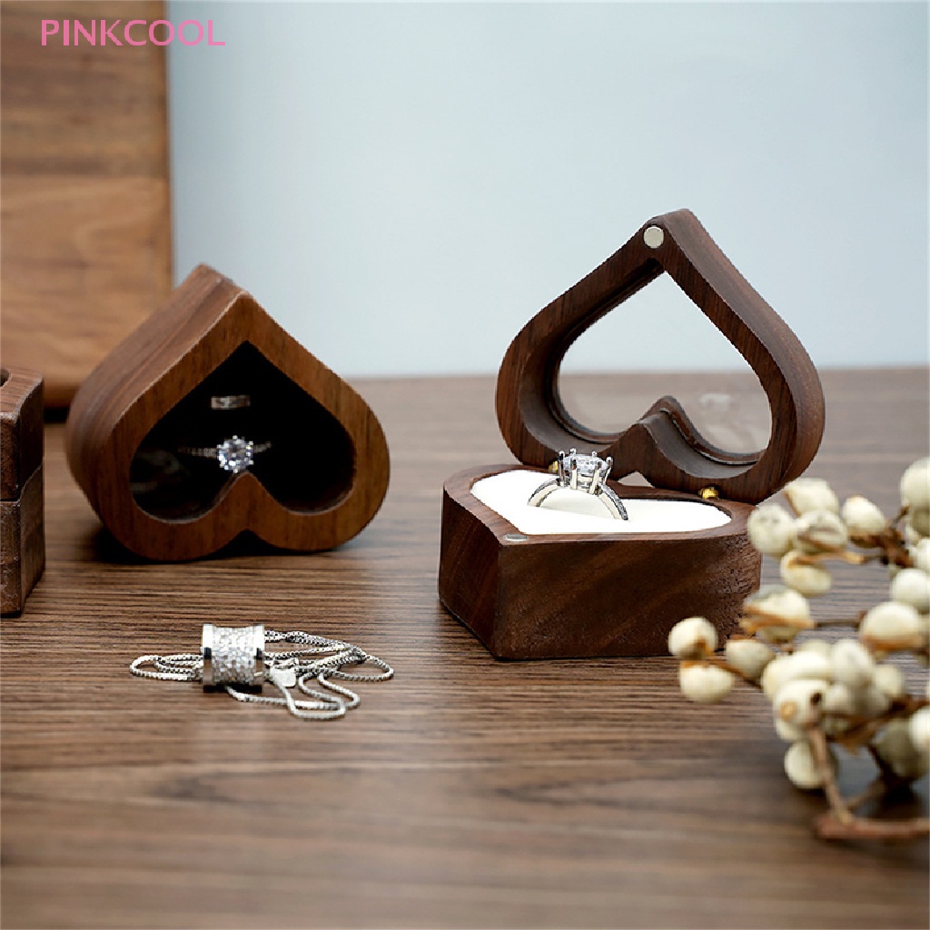 pinkcool-หัวใจ-วอลนัทไม้-กล่องแหวนหมั้น-ข้อเสนอ-ที่ใส่แหวน-เครื่องประดับ-ขายดี