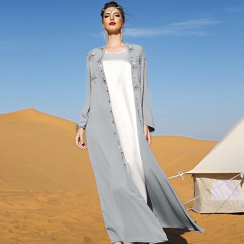 Ramadan Muslim Women Long Abaya Open Kimono Cardigan Middle East ...