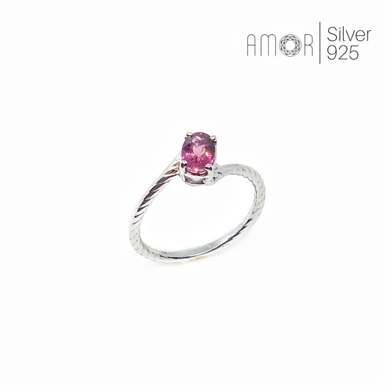 แหวนเงินแท้-925-ฝังพลอยโรโดไลท์สีชมพูอมม่วง-rhodolite-garnet-พลอยไฟดีสีสวยมาก-พร้อมส่งไซส์-52-ค่ะ