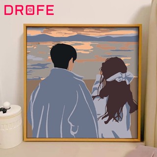 Drofe【20*20 ซม. พร้อมกรอบ】ภาพวาดผ้าใบ ตามตัวเลข DIY สําหรับผู้ใหญ่