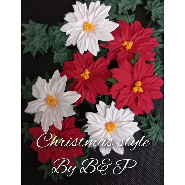 ดอกคริสต์มาส 6.5cm.แพค 20ดอก #ของแต่งคริสต์มาส #christmasflowers#แฮนด์เมด#ดอกกระดาษสา
