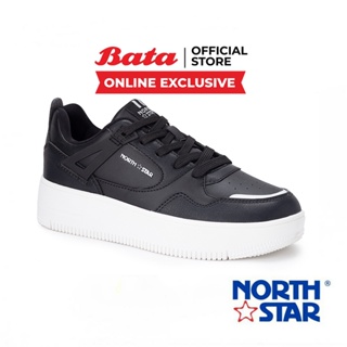 Bata บาจา ยี่ห้อ North Star รองเท้าผ้าใบสนีคเกอร์แฟชั่น แบบผูกเชือก ลำลอง สวมใส่ง่าย เสริมส้น 2 นิ้ว สำหรับผู้ชาย รุ่น AIMI สีดำ 5206048