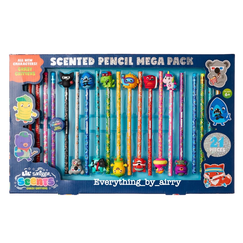 ชุดดินสอสีและดินสอ-smiggle-lil-scents-crazy-critters-scented-pencil-mega-pack-x21