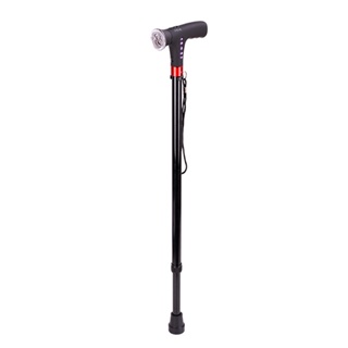 Hiking Adjustable Folding Cane With Alarm LED Light Radio And Cushionable Handle Safety Outdoor Walking Stick Emergenc00