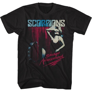 Savage Amusement Scorpions T-Shirt เสื้อเบลาส์ เสื้อยืดสีขาวผู้ชาย