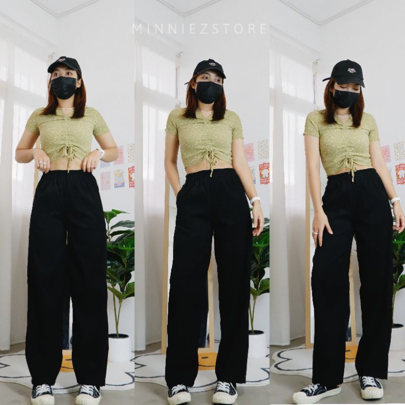 ภาพหน้าปกสินค้าพร้อมส่งPoppy pants กางเกงลูกฟูกทรงกระบอกฟรีไซส์ จากร้าน minniezstore บน Shopee