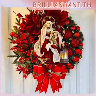 Pvc Sacred Christmas Wreath Merry Christmas Home Decor ด้านหน้าประตูตกแต่งผนังพวงหรีดคริสต์มาส Decor Bri