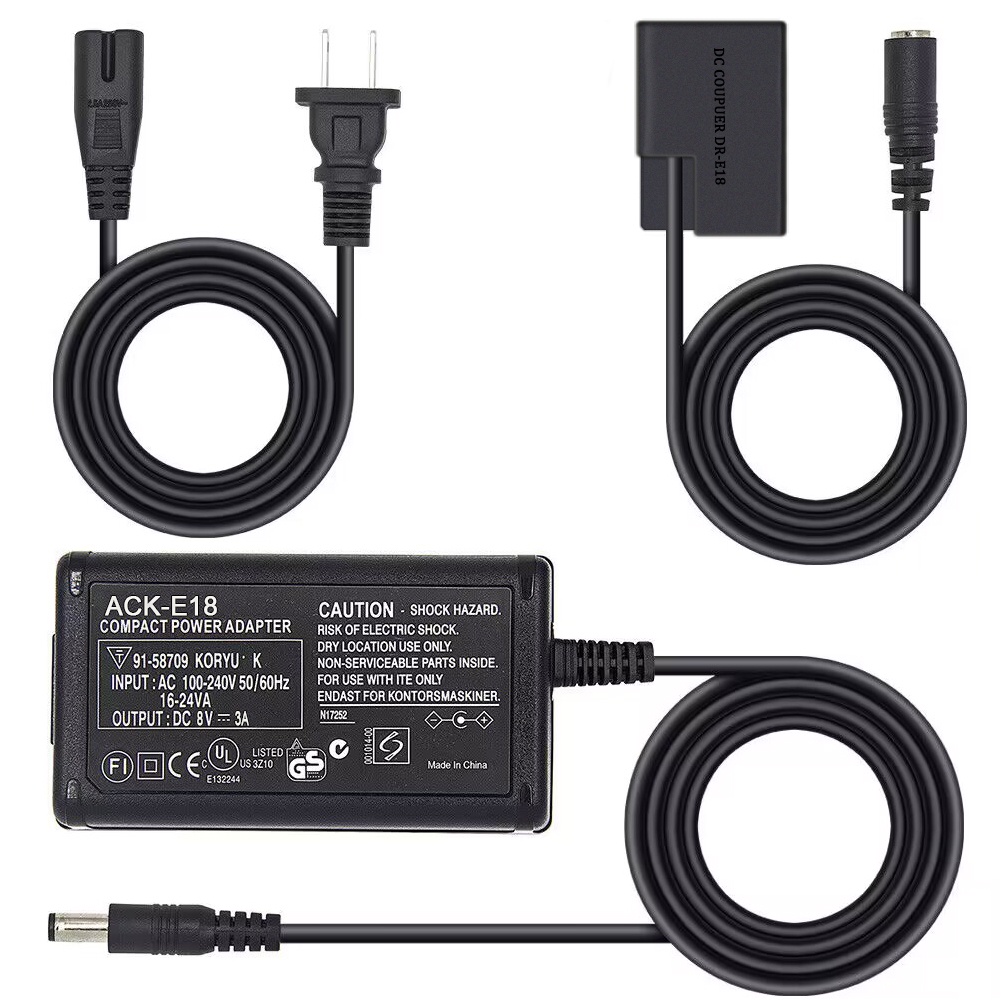 อะแดปเตอร์พาวเวอร์ ACK-E18 ACKE18 AC (AC-E6 + LP-E17) DR-E8 สําหรับ ...