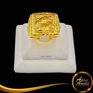 Ring (No.62RD) แหวนหุ้มทอง แหวนผู้หญิง แหวนแฟชั่นทองชุบ ลายมังกรหน้าเลี่ยม นน.2 สลึง งานเคลือบแก้วหนาพิเศษ