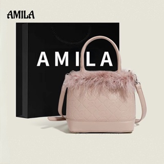 AMILA ฤดูใบไม้ร่วงฤดูหนาวใหม่กระเป๋า Messenger หรูหรากระเป๋าถังหวานแฟชั่น