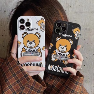 เคสโทรศัพท์มือถือ ขอบตรง ลายเกมหมี สําหรับ iphone 14 promax 13 12 promax 11 xs xr