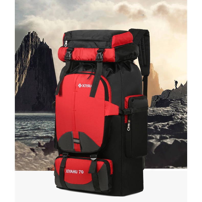 กระเป๋าเป้สะพายหลัง-ขนาด-70l-กระเป๋าเป้เดินป่า-ใบใหญ่เหมาะสำหรับเดินป่าตั้งแคมป์-กันน้ำทนทานใส่สบาย-traveler-backpack
