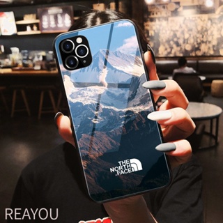 The North Face เคสโทรศัพท์มือถือกระจก กันกระแทก ลายภูเขาหิมะ north face สําหรับ Iphone 11 ip 13 pro max 11ProMax12 x xr se 11 xsmax