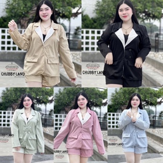 🧸𝐂𝐡𝐮𝐛𝐛.(อก38-52) เสื้อสูทไซส์ใหญ่ ชุดเซ็ตสาวอวบ ผ้าลูกฟูกฮิตมาก พลัสไซส์ #ฮ174เซ็ตสูทลูกฟูก