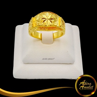 Ring (No.75RD) แหวนหุ้มทอง แหวนผู้หญิง แหวนแฟชั่นทองชุบ ลายตัดลายจิกเพชร นน.1 สลึง งานเคลือบแก้วหนาพิเศษ ชุบทองไมครอน