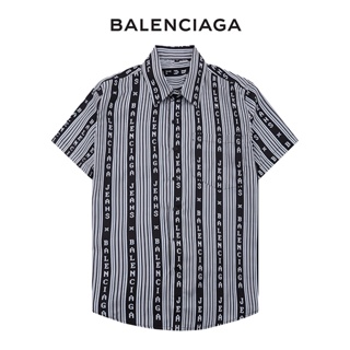 Balencia * * เสื้อเชิ้ตแขนสั้น พิมพ์ลายโลโก้ เรียบง่าย คุณภาพสูง สไตล์คลาสสิก