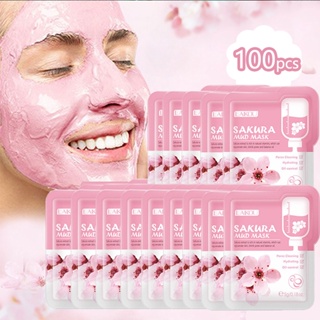 100PCS Japan Sakura Mud Facial Mask Shrink Pores Cleansing Whitening Moisturizing Oil-Control Anti-Aging Face Clay Mask