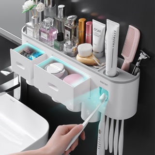 สินค้า ที่ใส่แปรงสีฟันในห้องน้ำ แบบไม่ต้องเจาะผนัง ที่ใส่แปรงสีฟัน เครื่องบีบยาสีฟัน ที่แขวนแปรงสีฟัน ที่ใส่หลอดยาสีฟัน ที่แขวนแปรงสีฟัน SA3501