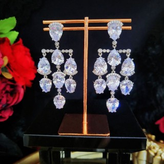 พร้อมส่ง🇹🇭 ต่างหูออกงานยาวระย้าเพทาย White light Crystal สวยหรูพรีเมี่ยม