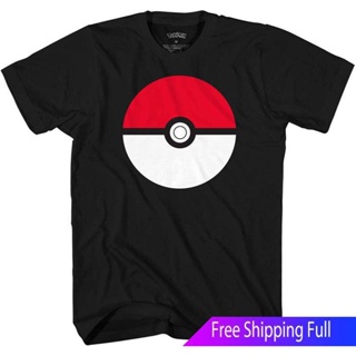 เสื้อแขนสั้น Pokemon Pokeball Basic Logo Symbol Trainer Mens Graphic T-Shirt tee สื้อยืด แขนสั้นเสื้อยื เสื้อยืดสีพื้น
