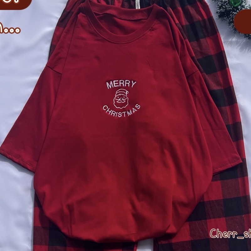 ขายเฉพาะเสื้อ-เสื้อยืดโอเวอร์ไซส์-oversize-ผ้าคอตตอน-ลายคริสมาส