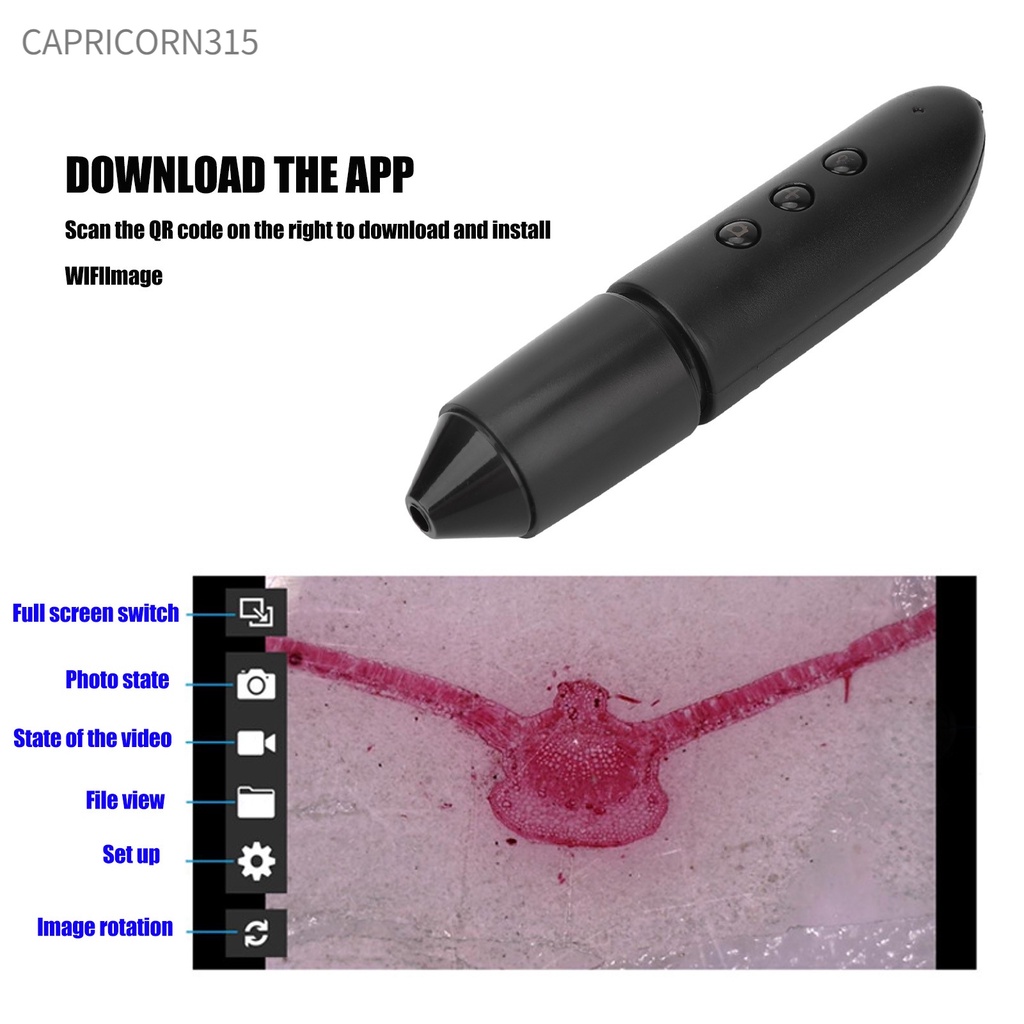 capricorn315-เครื่องตรวจจับเส้นผม-100x-กล้อง-0-3mp-wifi-เชื่อมต่อรูขุมขน-หนังศีรษะ-วิเคราะห์สุขภาพ-สีดําด้าน