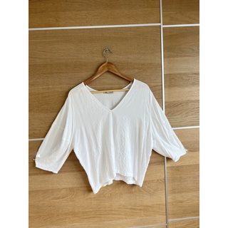 Zara ขาว cotton อก 34 ยาว 22 tag ตัดป้าย m • Code : 693(11)