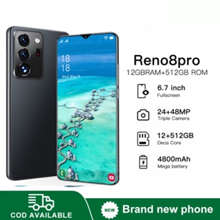 สินค้า โทรศัพท์ Reno8 Pro 7.5 จอใหญ่HD เดิม โทรศัพท์มือถือ 16GB+512GB 5G โทรศัพท์มือถือบิ๊กขายมาร์ทโฟนเดิม WiFi GPS COD
