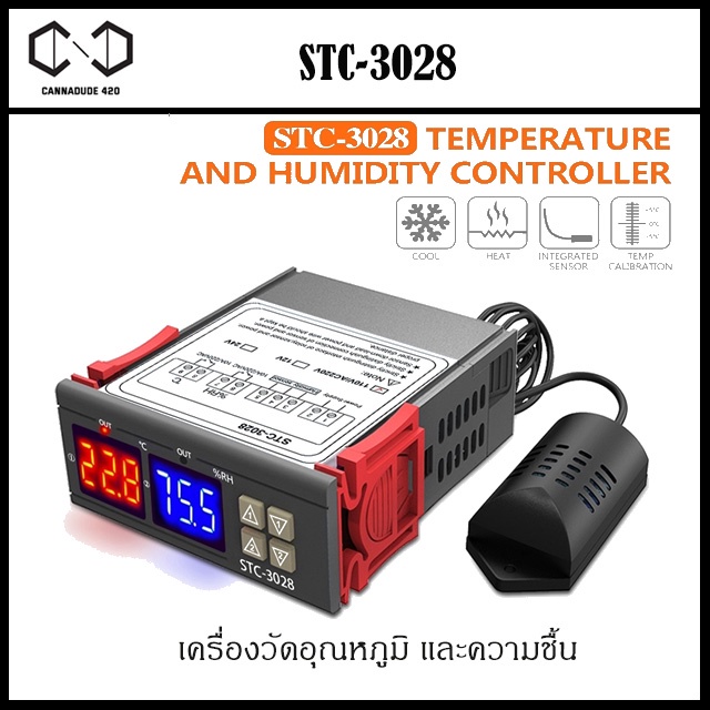 ส่งไว-stc-3028-ควบคุมความชื้น-เครื่องควบคุมอุณหภูมิ-ac110-220v-10a-คู่จอแสดงผล-led-เทอร์โมที่มีการสอบสวน-stc-3028