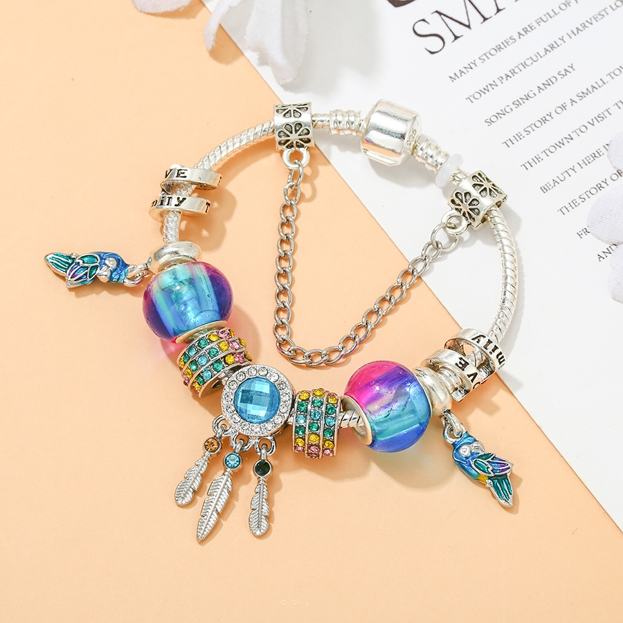 dinglly-สร้อยข้อมือ-ลูกปัดสีรุ้ง-สีฟ้า-ตาข่ายดักฝัน-นกแก้ว-เสน่ห์-สําหรับผู้หญิง-diy-หลากสี-ลูกปัดสีเงิน-กําไลข้อมือ