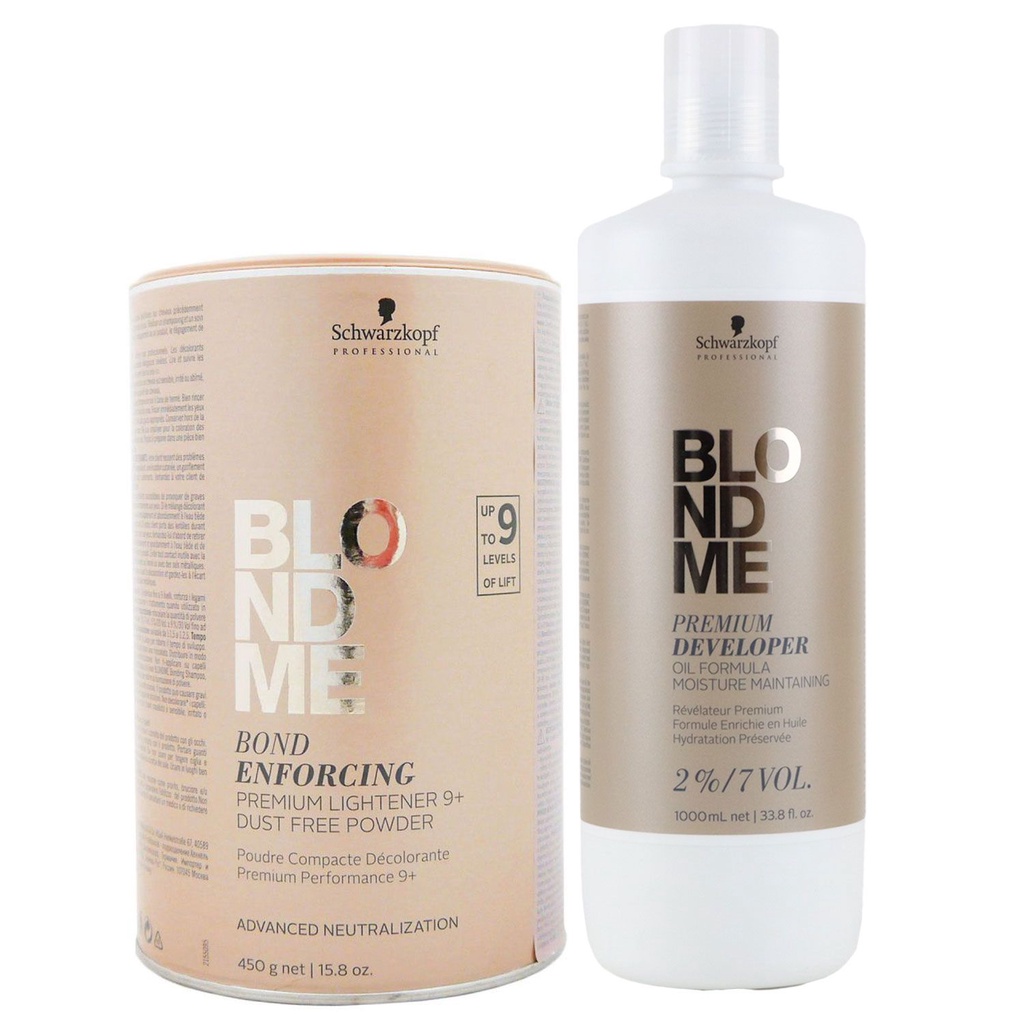 Schwarzkopf Blondme Developer 2 1000ml + ผงกัด ผงฟอกสีผม ระดับพรีเมี่