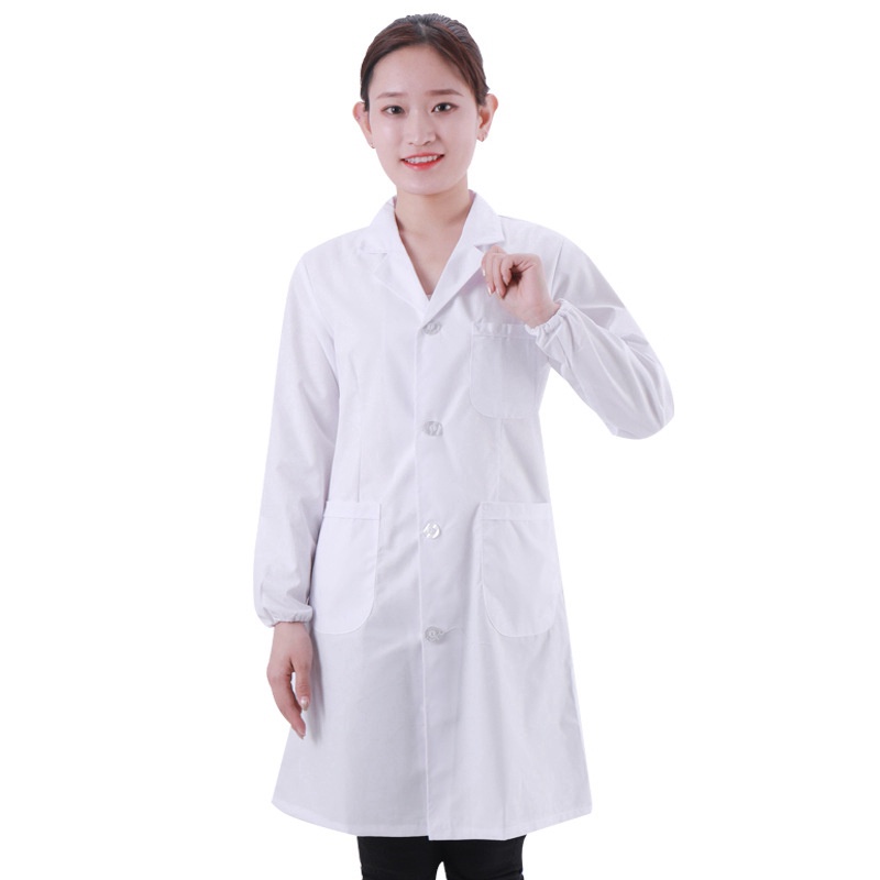 Nurse Doctor's Clothes Women's Fashion Lab Coat Short Sleeve Dress Long