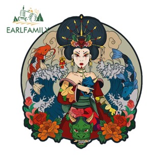 Earlfamily สติกเกอร์ไวนิล ลาย Geisha ขนาด 13 ซม. x 11.8 ซม. สไตล์ญี่ปุ่น สําหรับติดตกแต่งรถยนต์ แล็ปท็อป