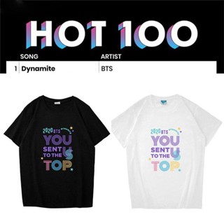 【ใหม่】KPOP BTS Dynamite เดียวกันผ้าฝ้ายแขนสั้นเสื้อยืด Plus ขนาดผู้ชายและผู้หญิง 2022 ฤดูร้อนใหม่เกาหลีรุ่นหลวมคู่แฟชั่น