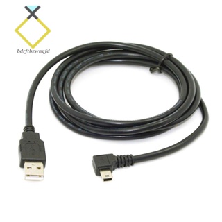 สายเคเบิลข้อมูล Mini USB B Type 5pin ตัวผู้ มุมซ้าย 90 องศา เป็น USB 2.0 ตัวผู้ 1.8 ม. สีดํา