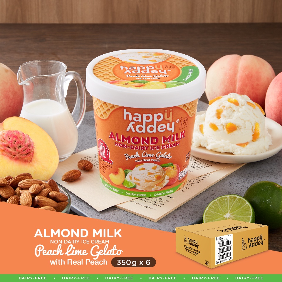 ไอศกรีมนมอัลมอนด์-สูตรพีชไลม์-เจลาโต้-350g-x-6-cups-peach-lime-gelato-vegan-ice-cream