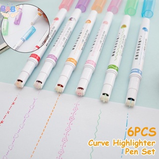 ชุดปากกาไฮไลท์ แบบโค้ง หลากสี ใช้ซ้ําได้ 6 แบบ Shopcyc5672