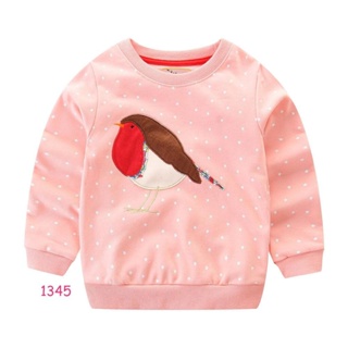 TLG-1345 เสื้อแขนยาวเด็กผู้หญิง sweater สีชมพู ลายนก