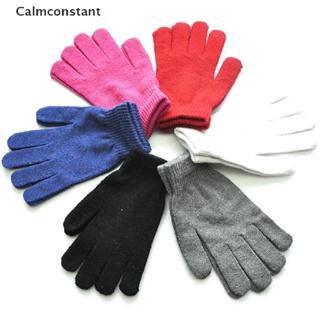 Ca&gt; ถุงมือผ้าฝ้ายถัก ผ้าวูล แบบเต็มนิ้ว สีดํา ให้ความอบอุ่น เหมาะกับฤดูหนาว สําหรับผู้หญิง และผู้ชาย 1 คู่